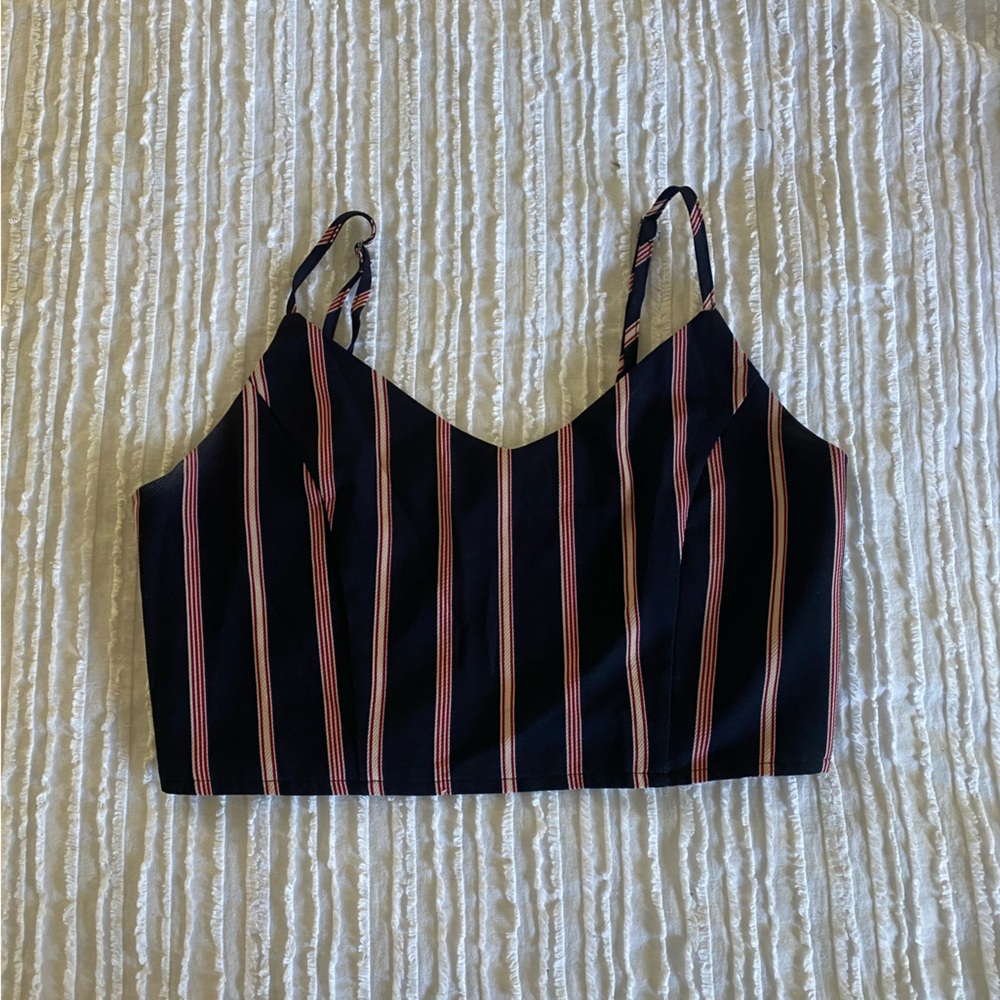 ZAFUL navy blue and red crop top